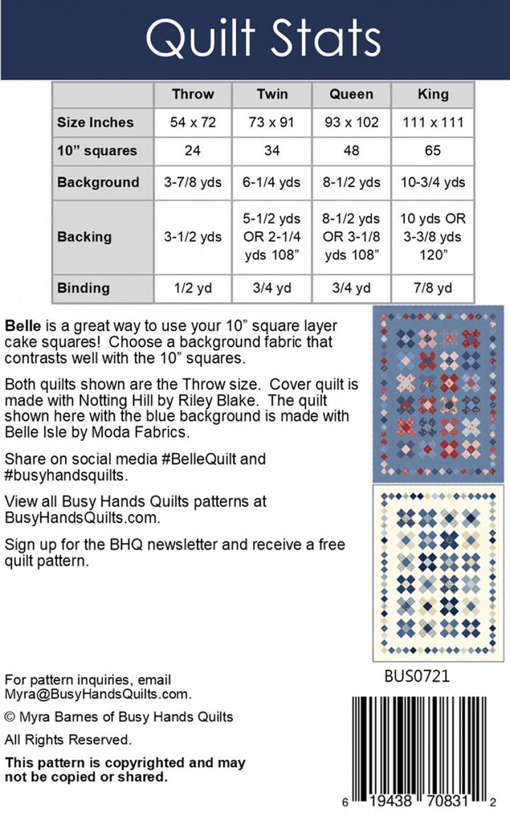 Belle Quilt Pattern - Busy Hands Quilts