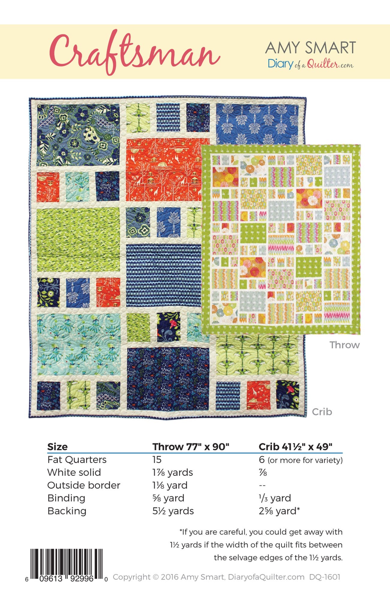 Craftsman Quilt Pattern - Amy Smart