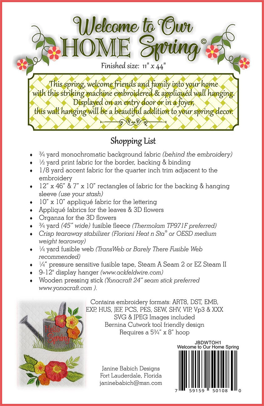 Welcome to Our Home-Spring - Machine Embroidery