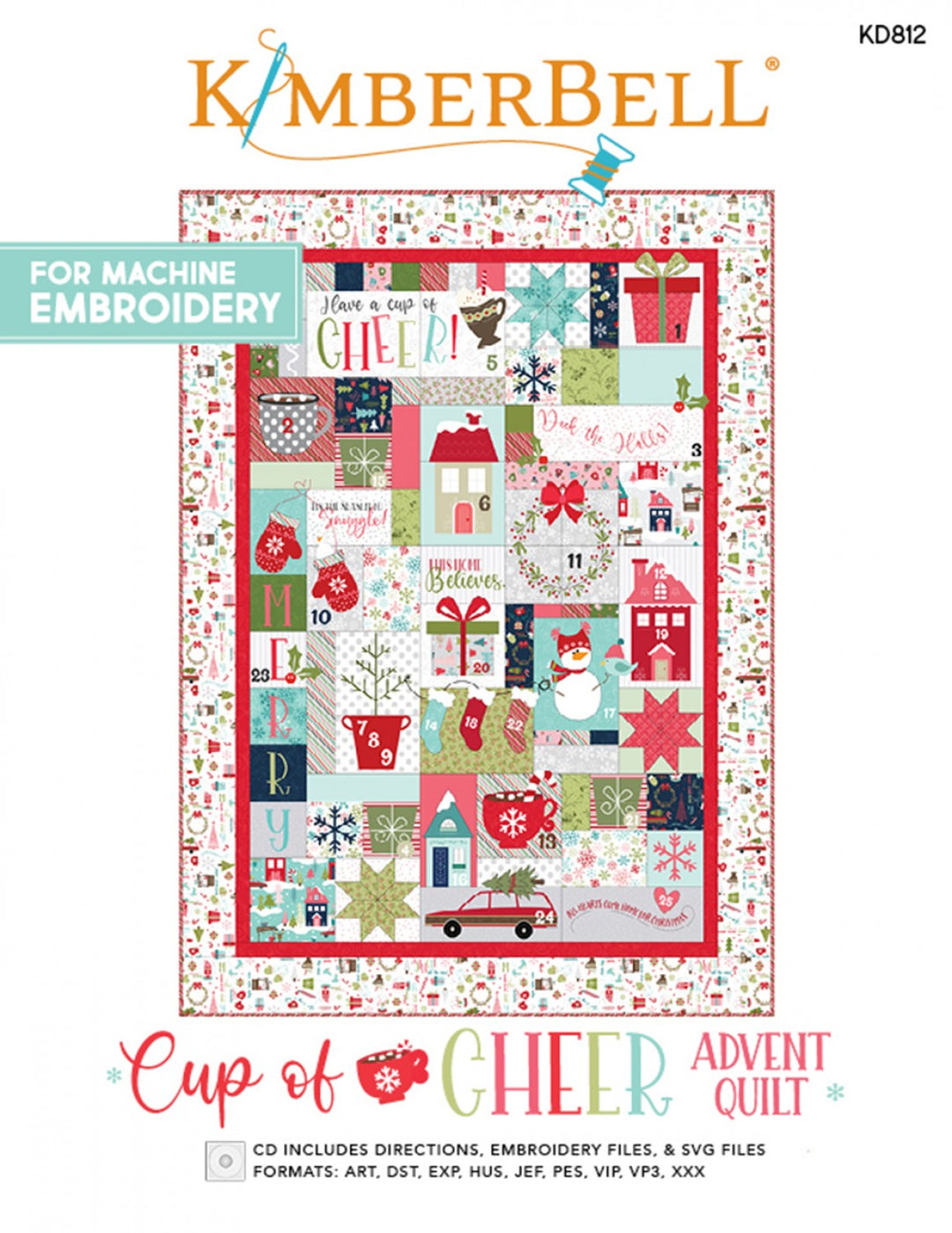 Cup Of Cheer Advent Quilt - Machine Embroidery