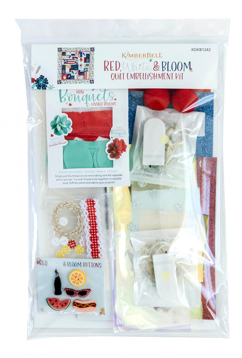 Red White and Bloom Embellishment Kit