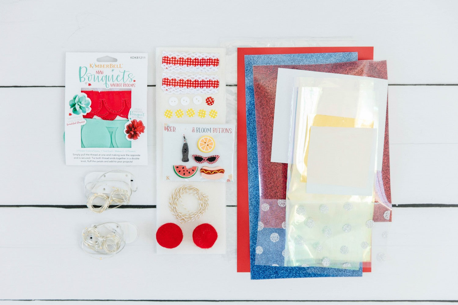 Red White and Bloom Embellishment Kit
