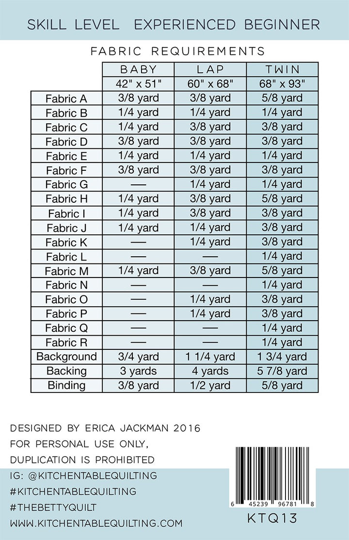 The Betty Quilt Pattern - Kitchen Table Quilting