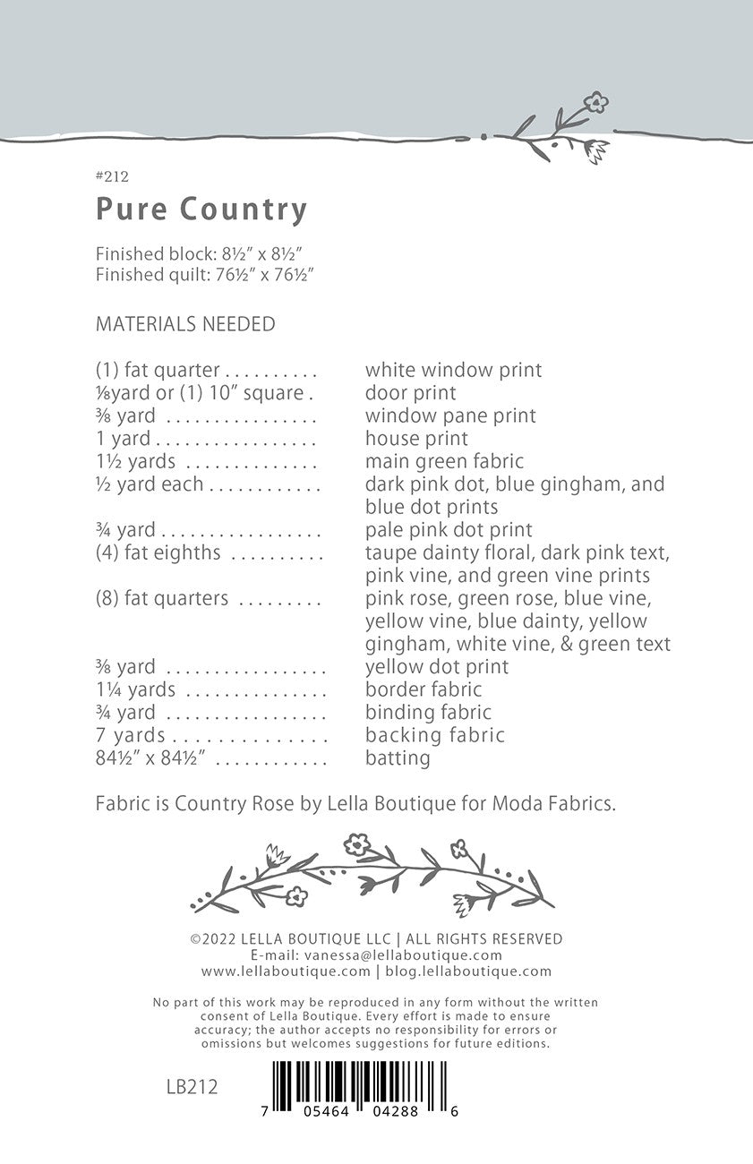 Pure Country Quilt Pattern