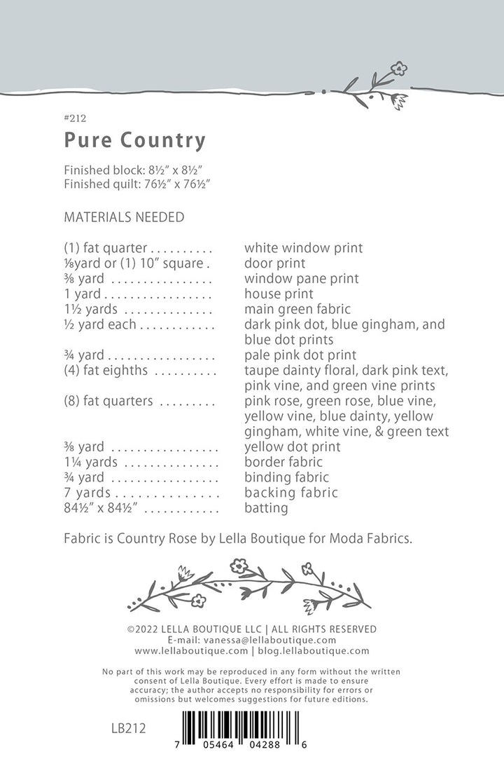 Pure Country Quilt Pattern