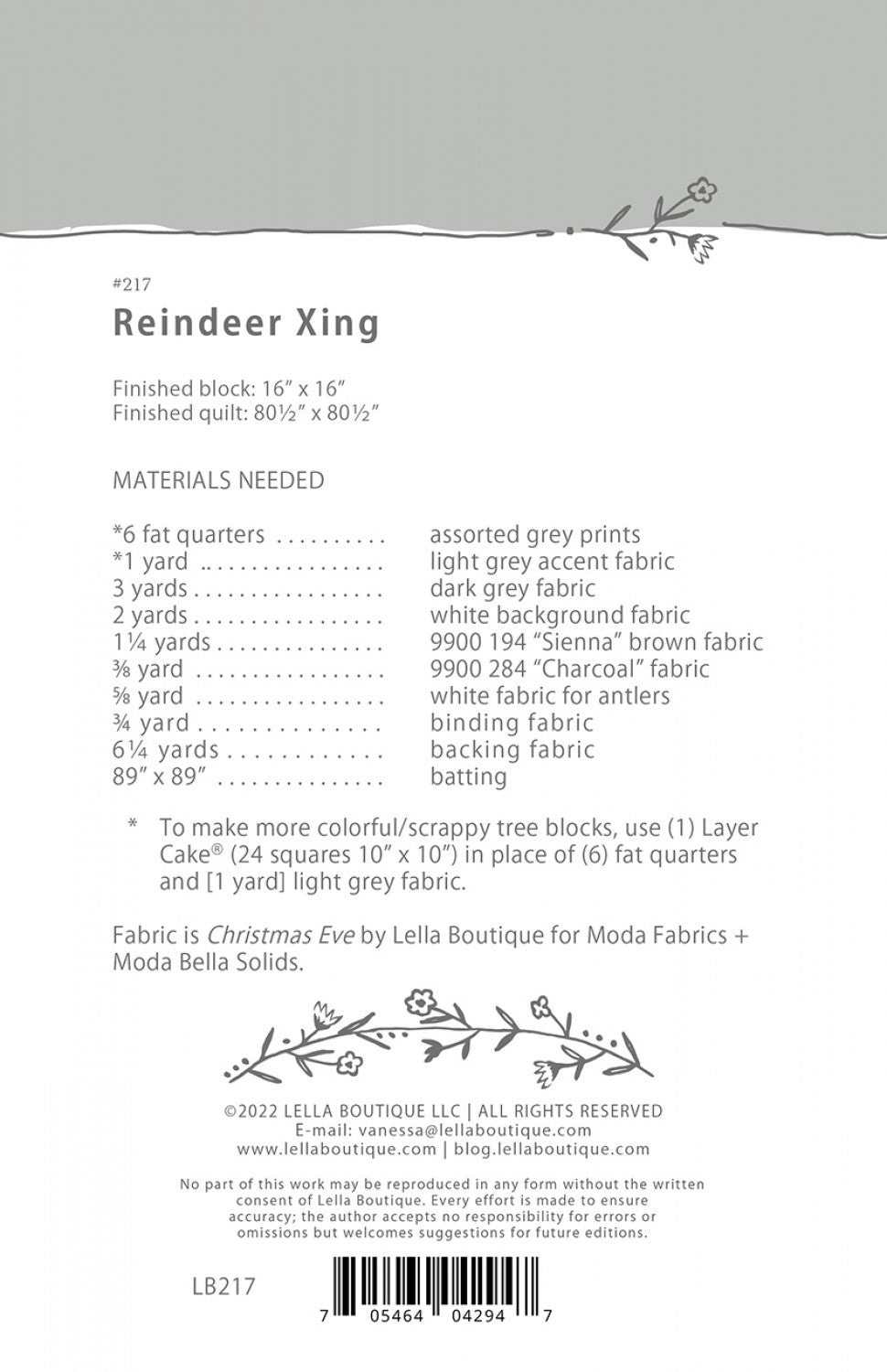 Reindeer Xing  Quilt Pattern