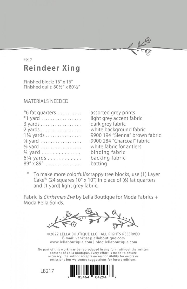 Reindeer Xing  Quilt Pattern