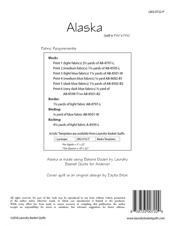 Alaska Quilt Pattern - Edyta Sitar/Laundry Basket Quilts