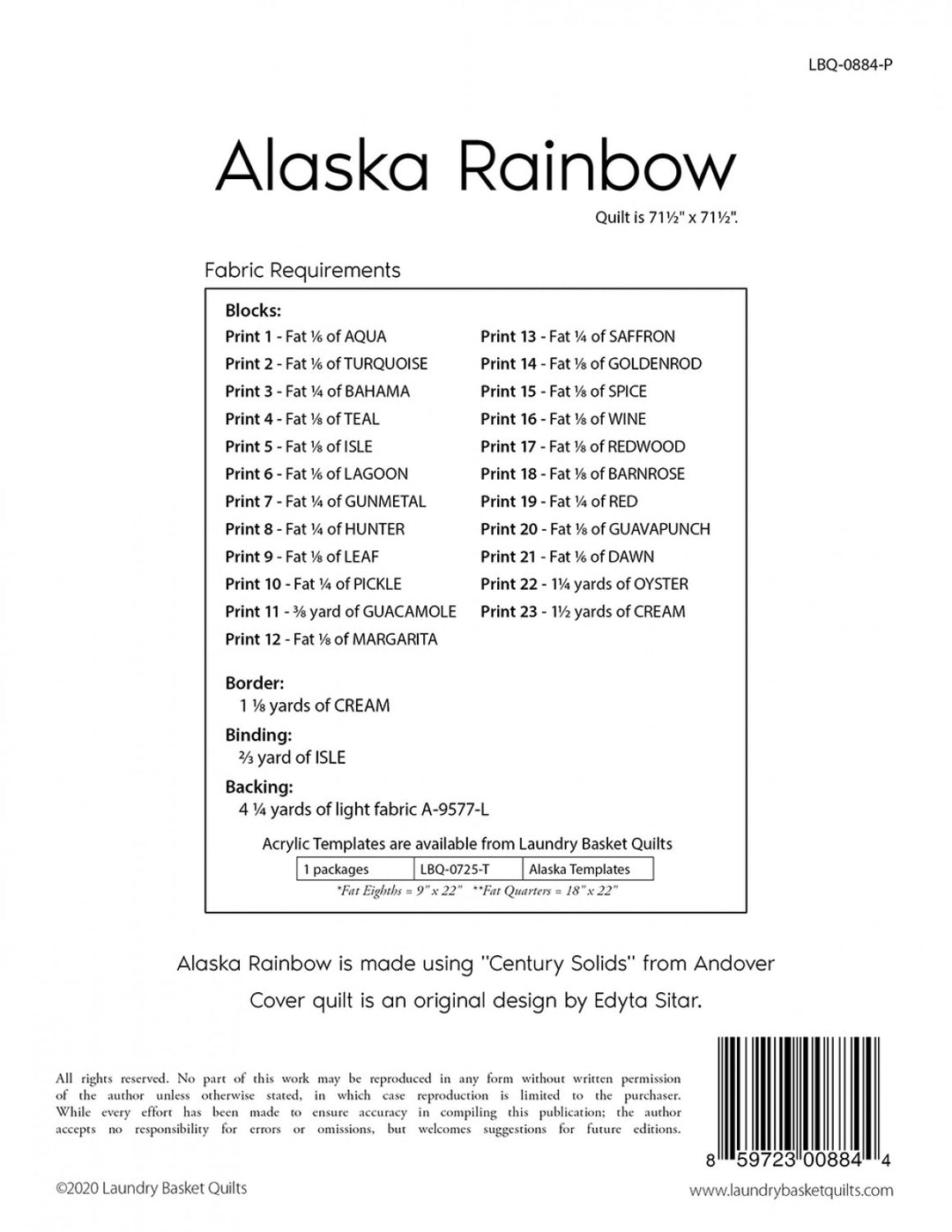 Alaska Rainbow Quilt Pattern