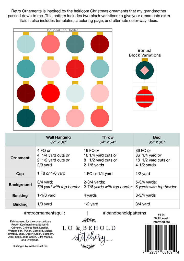 Retro Ornaments Quilt Pattern