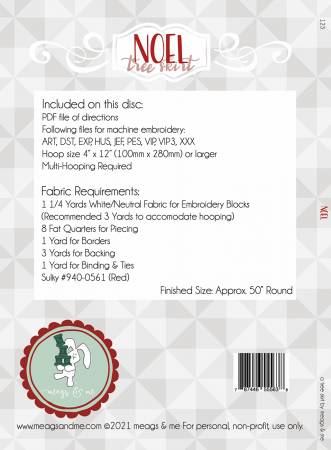 Noel Tree Skirt Machine Embroidery