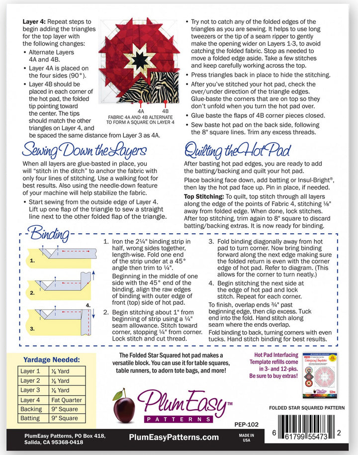 Folded Star Hot Pad - Square