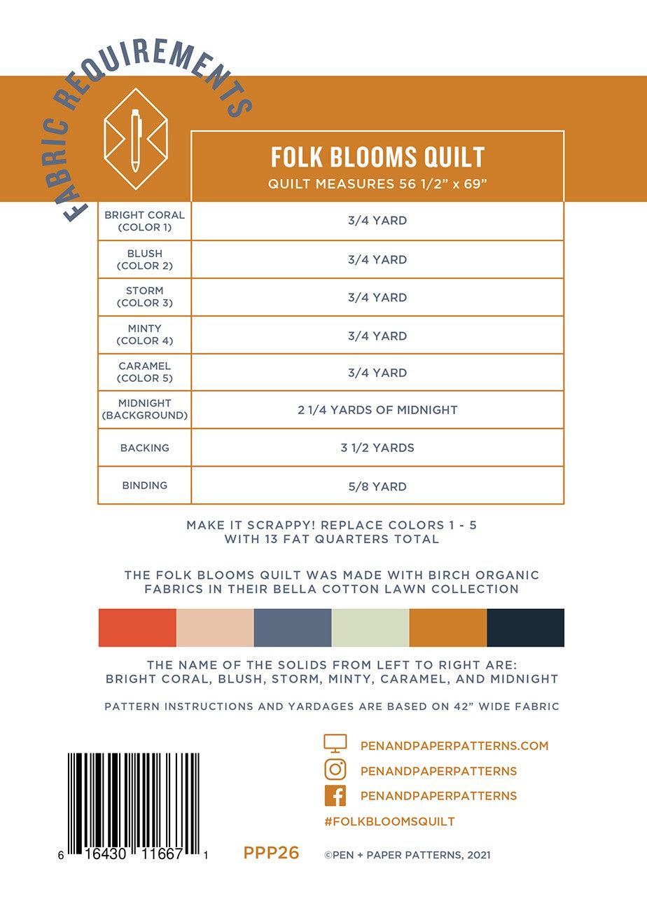 Folk Blooms Quilt Pattern - Pen + Paper Patterns