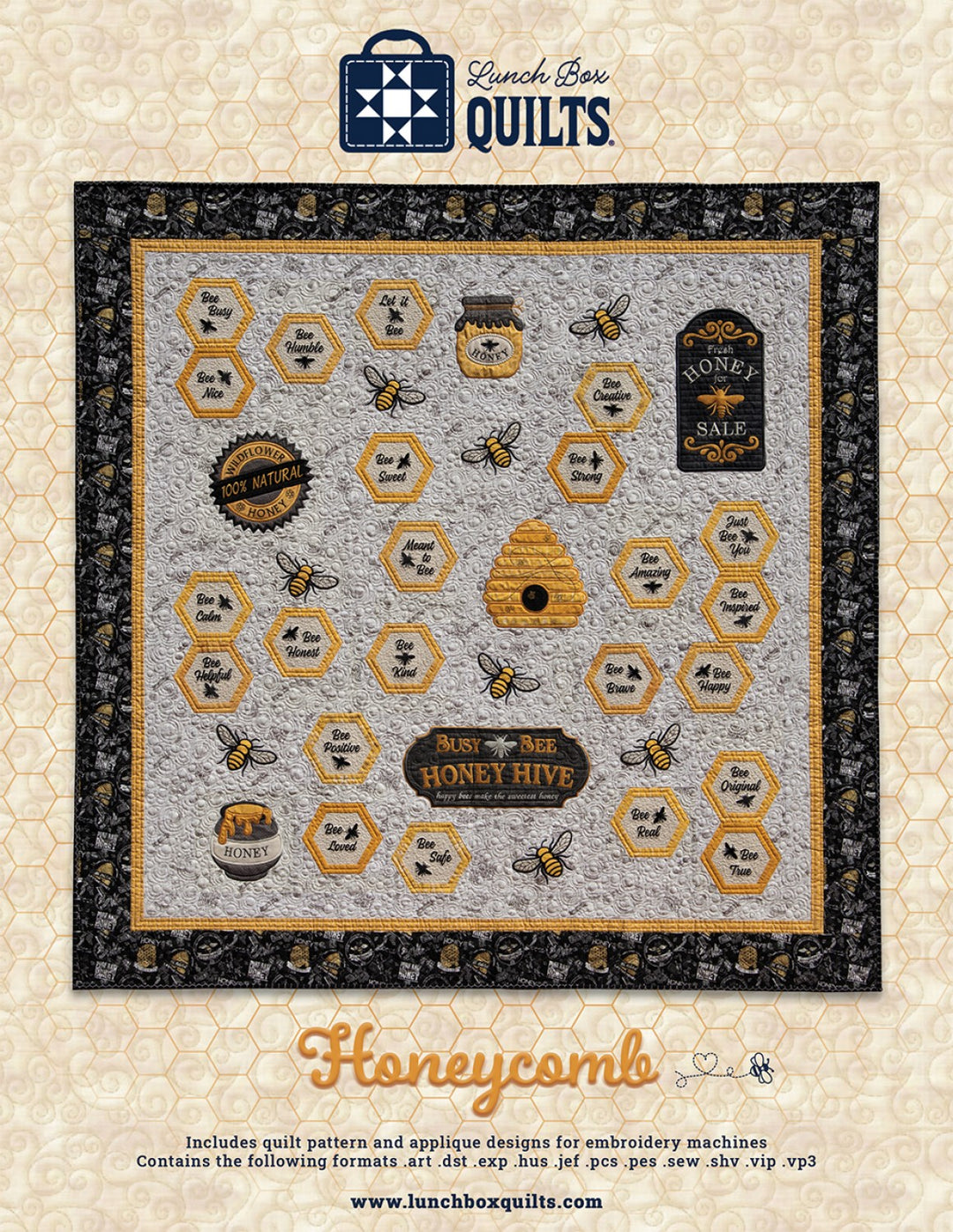 Honeycomb Applique Machine Embroidery Quilt Pattern