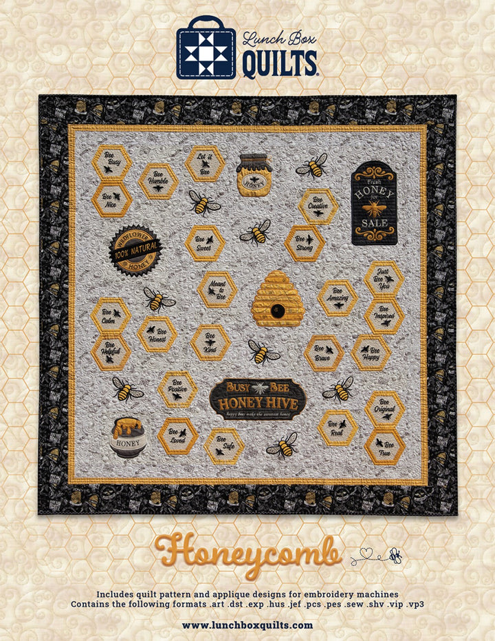 Honeycomb Applique Machine Embroidery Quilt Pattern