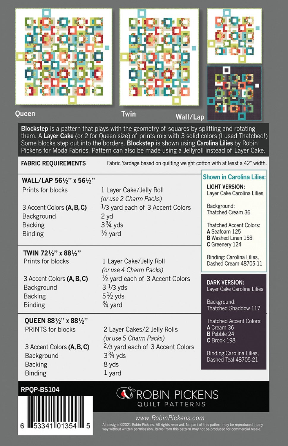 Blockstep Quilt Pattern - Robin Pickens