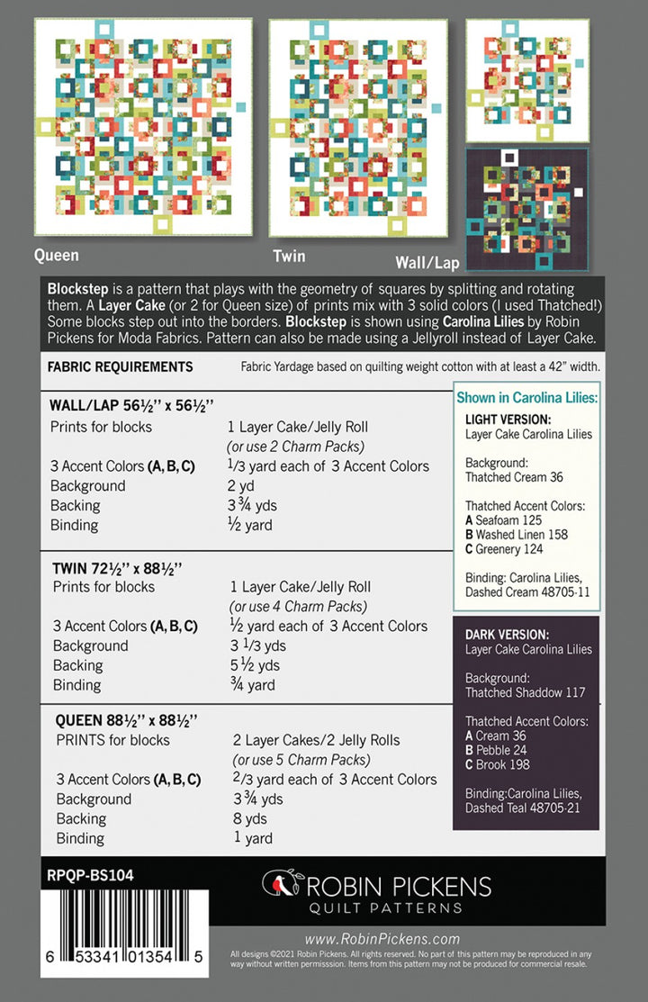 Blockstep Quilt Pattern - Robin Pickens