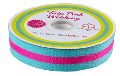 Aqua and Hot Pink 1.5 in-Tula Pink Webbing