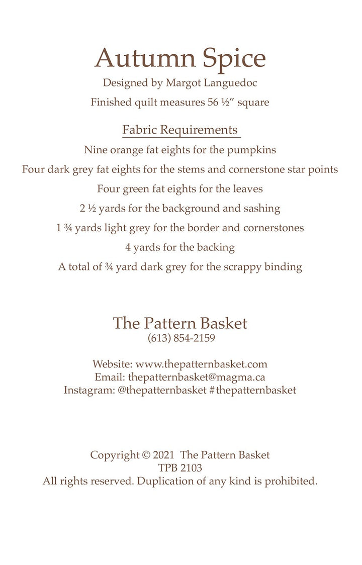 Autumn Spice Pattern - The Pattern Basket