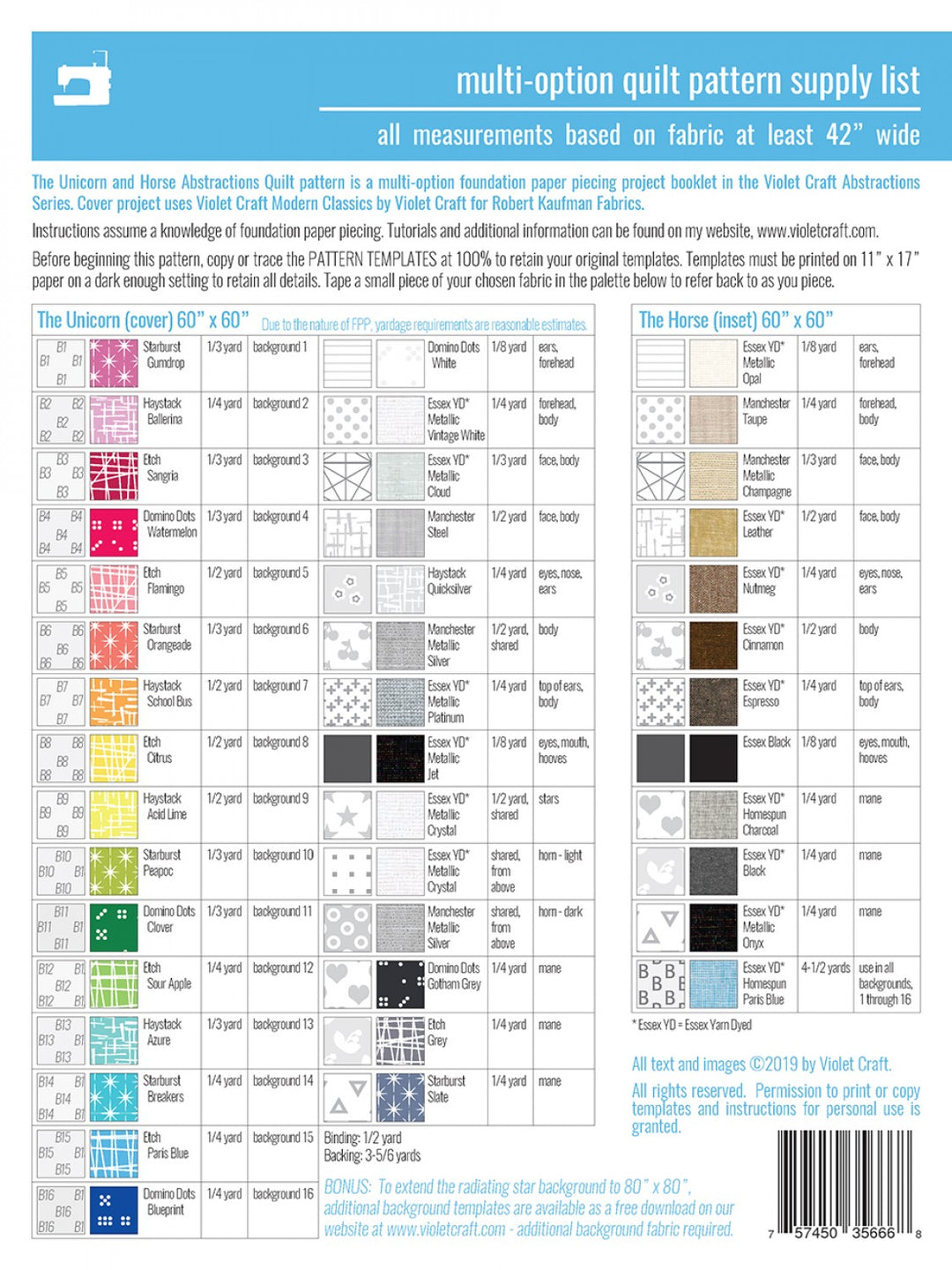 The Unicorn & Horse Abstractions Quilt by Violet Craft