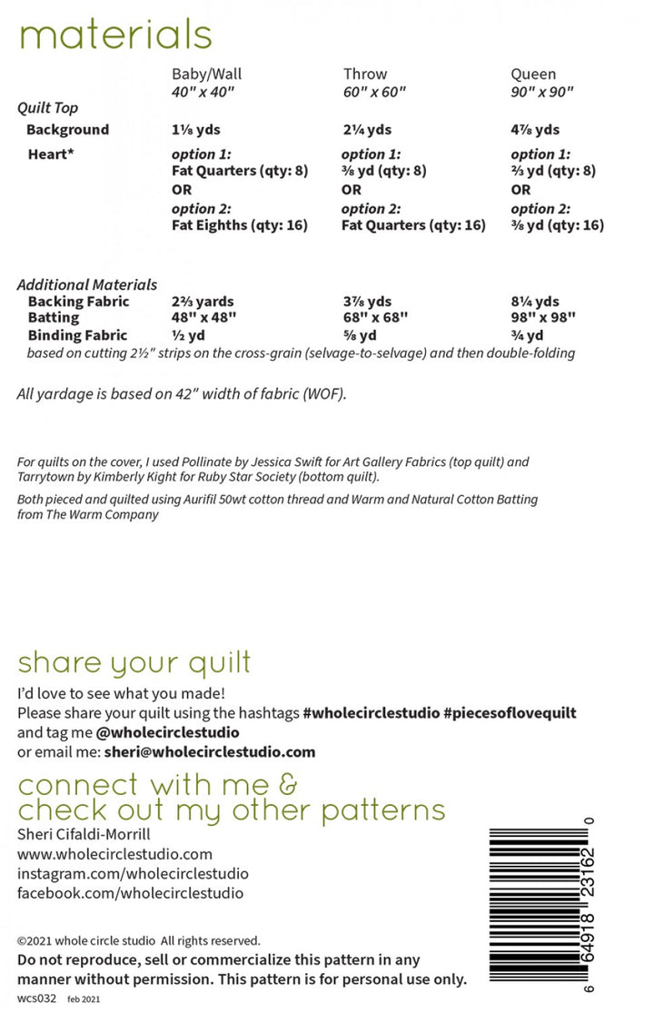 Pieces of Love Quilt Pattern - Whole Circle Studio