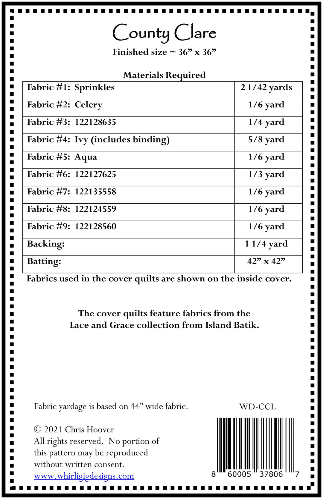 County Clare Quilt Pattern - Whirligig Designs