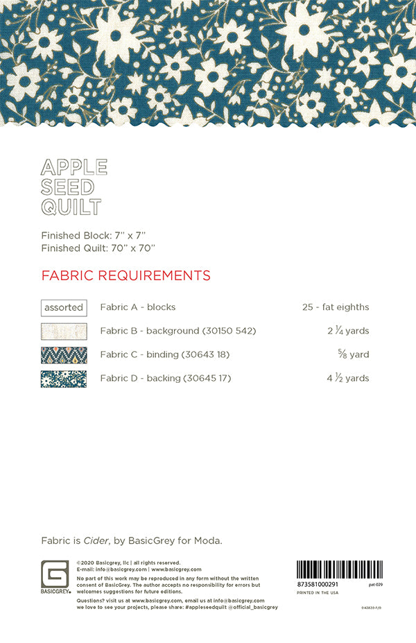 Apple Seed Quilt Pattern