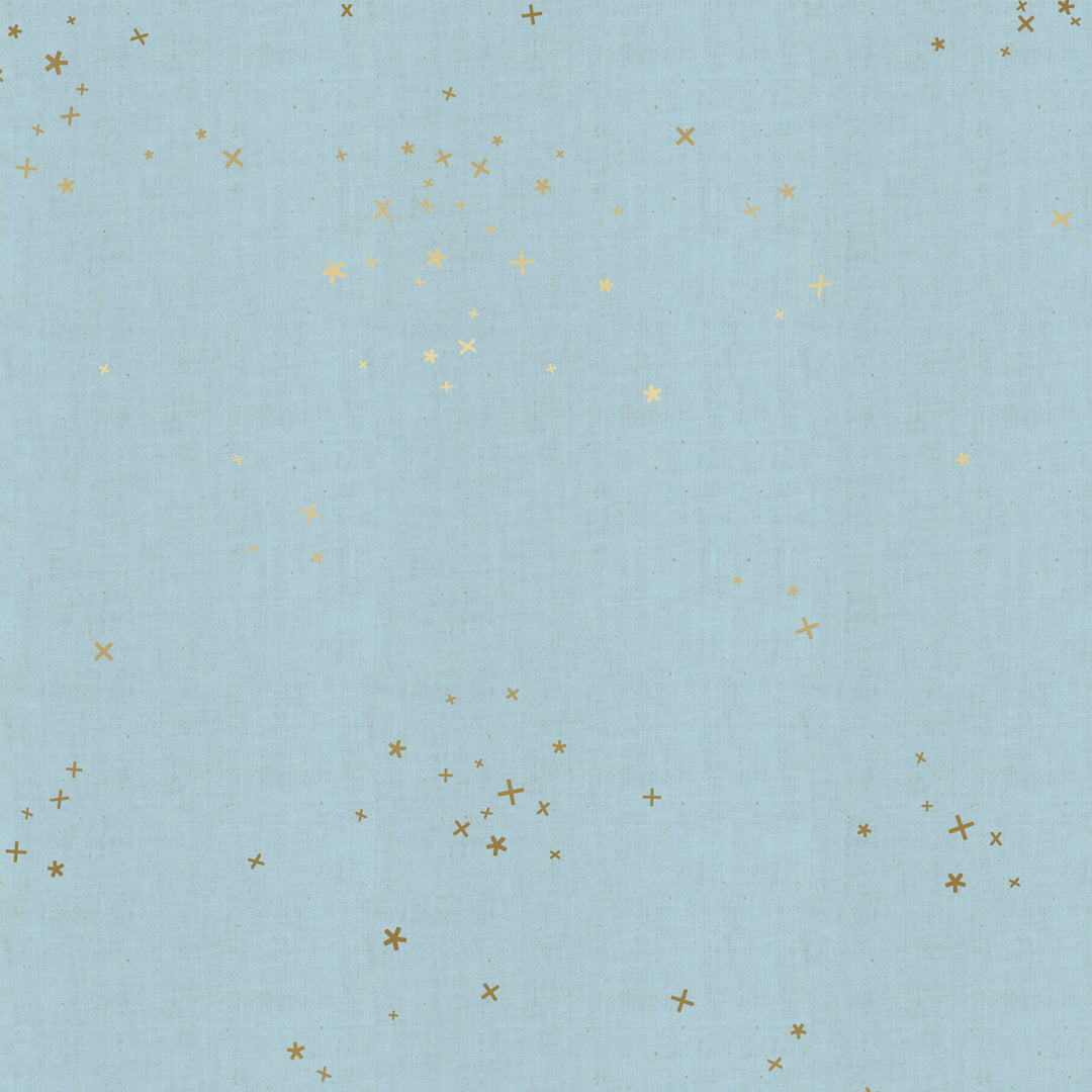 Cotton+Steel Basics - Freckles - Baby Blues Unbleached Metalic